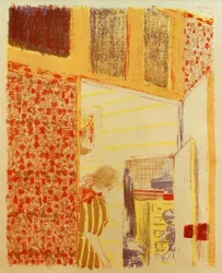 Intérieur aux tentures roses III